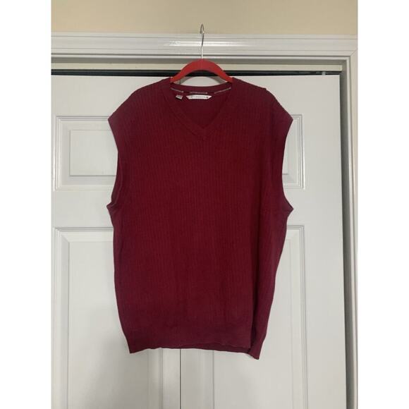 Cutter & Buck Mens Burgundy Cotton V-Neck Sleeveless Pullover Sweater Vest XL - Picture 2 of 7